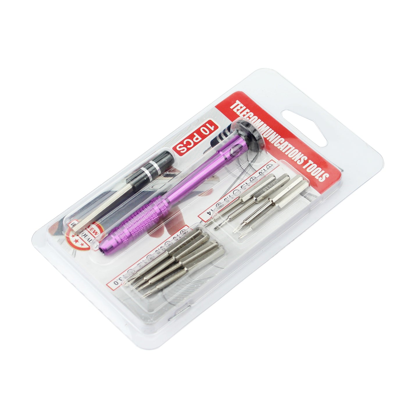 10-in-1 Professional Anti-slip Handle with Philips Slotted Pentagon Torx Screwdriver Bits - Purple