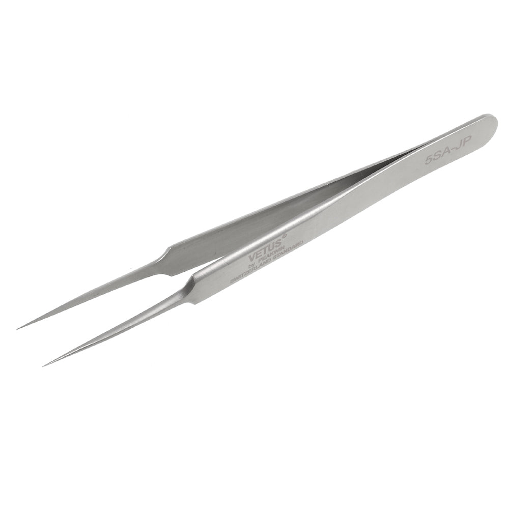 VETUS High Strength Stainless Steel Straight Tweezers Point Tipped (5SA-JP) - Style A