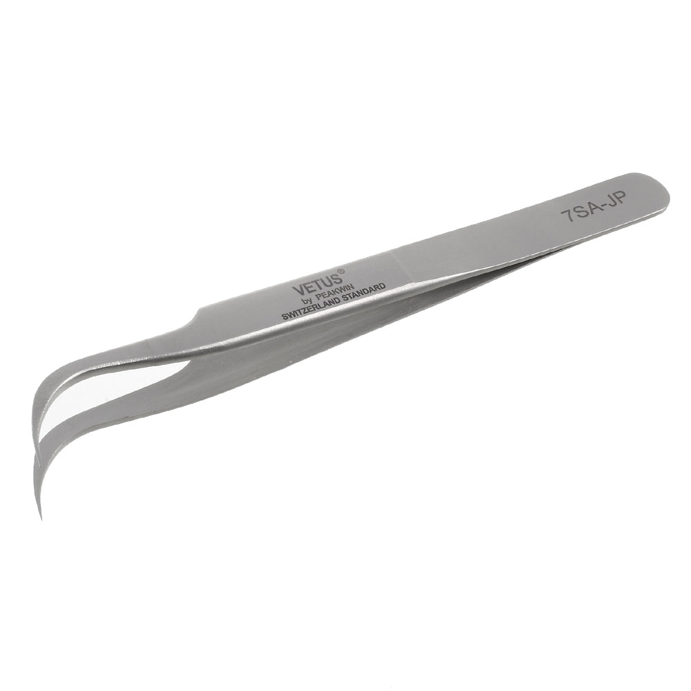 VETUS High Strength Stainless Steel Professional Curved Tip Tweezers (7SA-JP)