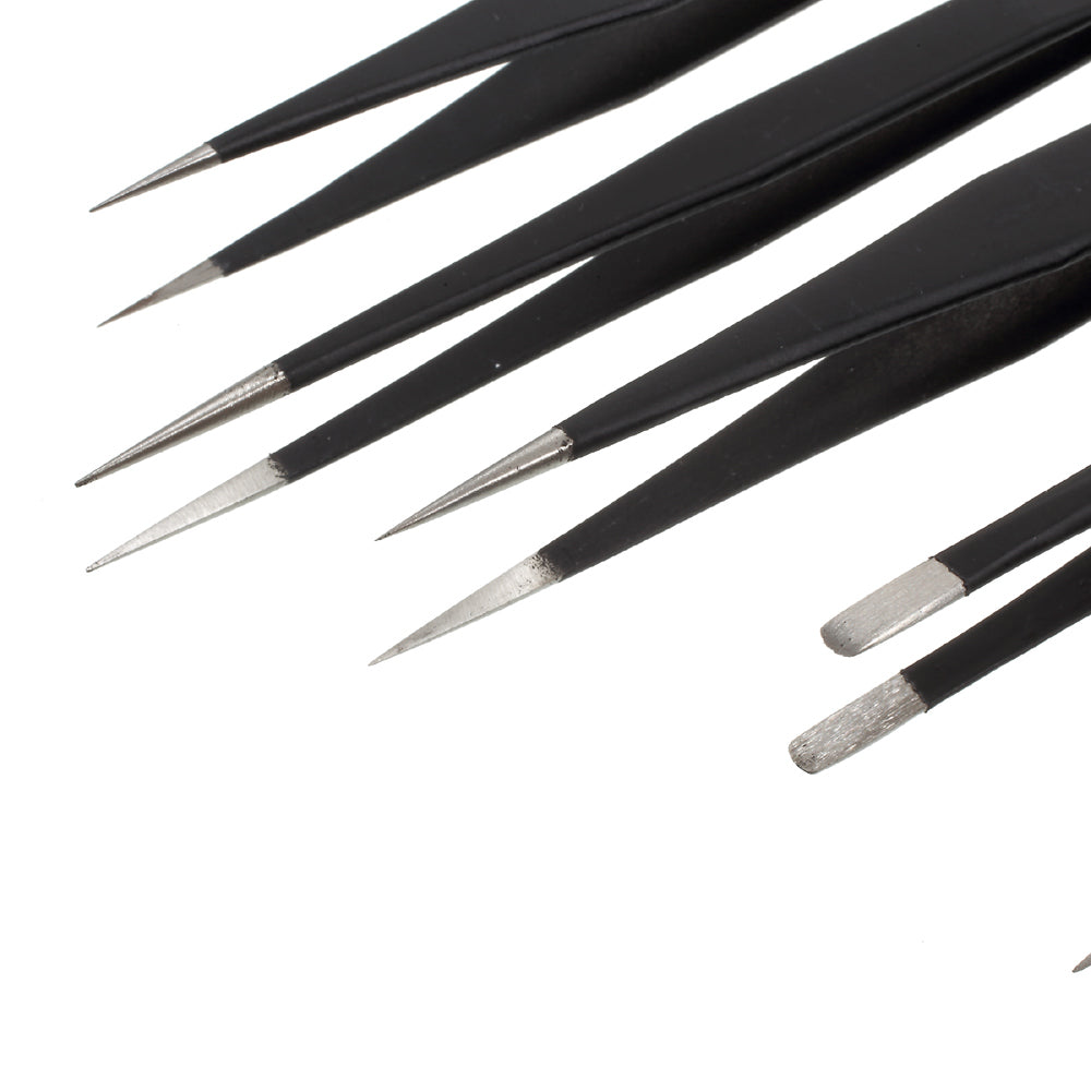 VETUS 7-in-1 High Strength Precision Stainless Steel Professional Tweezers Set