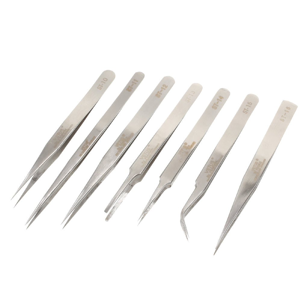 VETUS 7-in-1 High Strength Stainless Steel Precision Tweezers Set