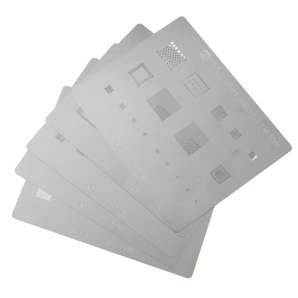 5Pcs/Set Solder Tin Plate BGA Steel Mesh IC Chip Plating Mesh for iPad Pro, iPad Mini, Etc.