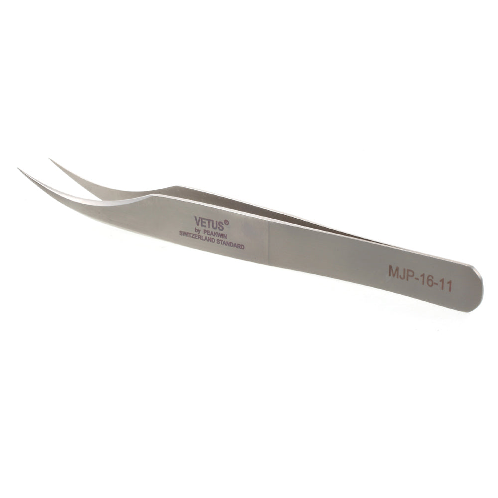 VETUS MJP-16-11 VETUS High Strength Matte Stainless Steel Professional Curved Tip Tweezers Repair Tool - Style B