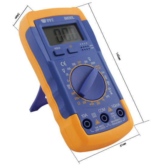 Uniqkart BST-B830L LCD Display Digital Multimeter Handheld AC / DC Tester - Blue + Orange