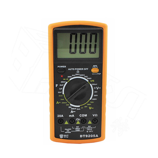 Best BST-9205A LCD Digital Multimeter Handheld Measure Device - Black/Orange