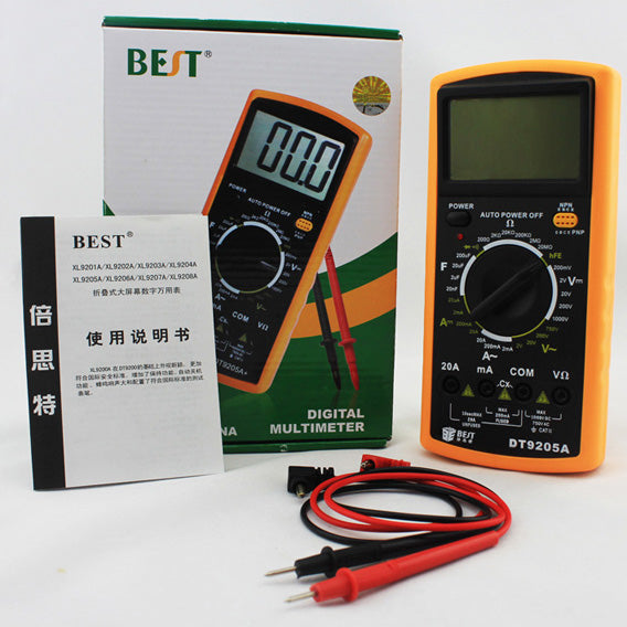 Best BST-9205A LCD Digital Multimeter Handheld Measure Device - Black/Orange