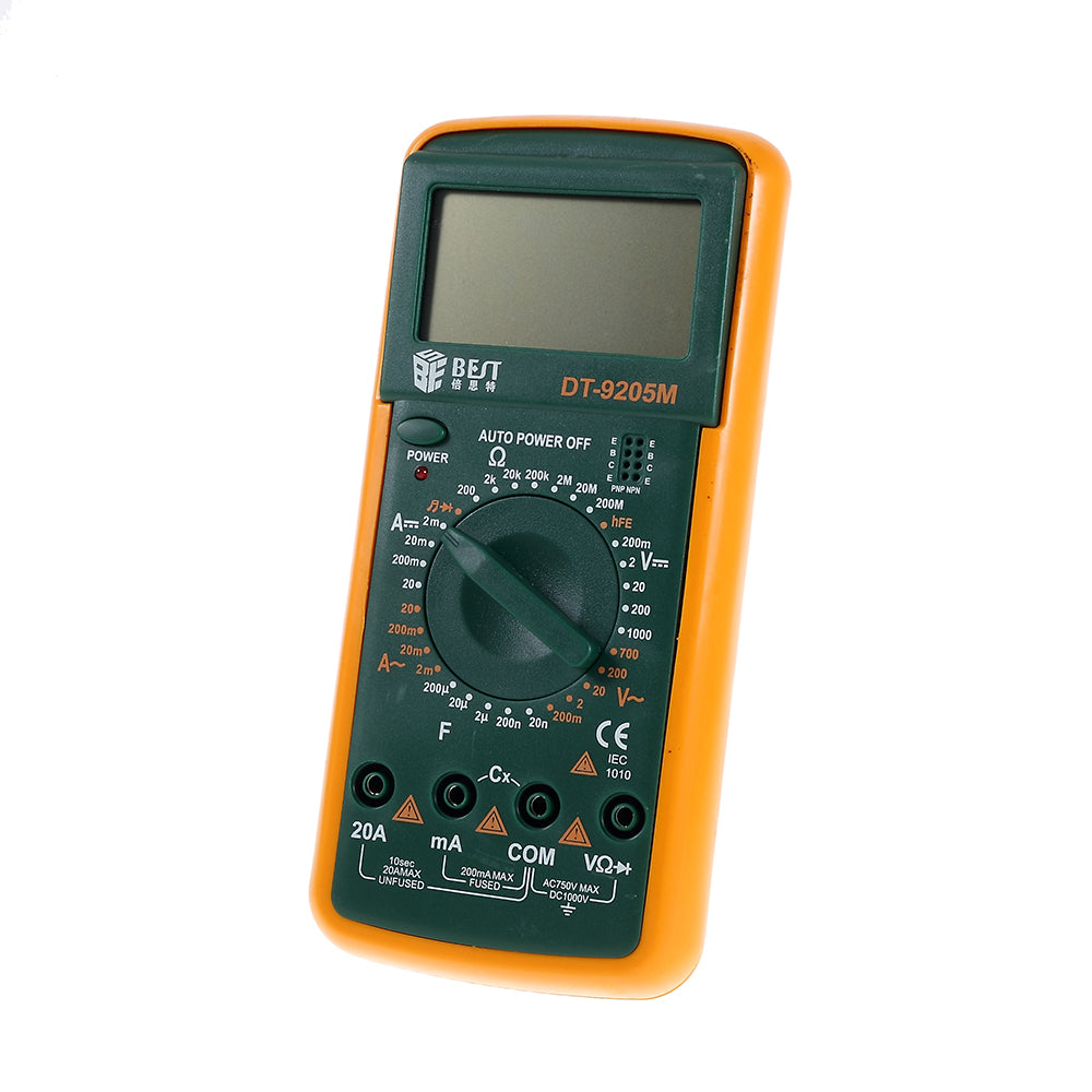Best BST-9205A LCD Digital Multimeter Handheld Measure Device - Green/Orange
