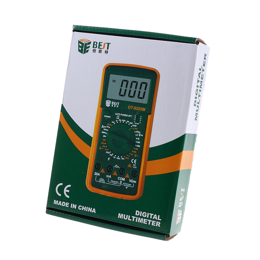 Best BST-9205A LCD Digital Multimeter Handheld Measure Device - Green/Orange