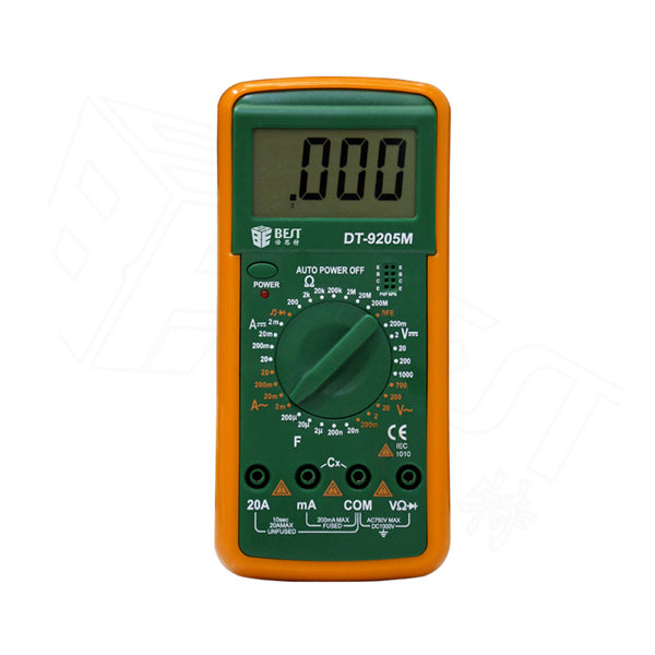 Uniqkart BST-9205M LCD Digital Multimeter Handheld AC/DC Tester Device - Green + Orange