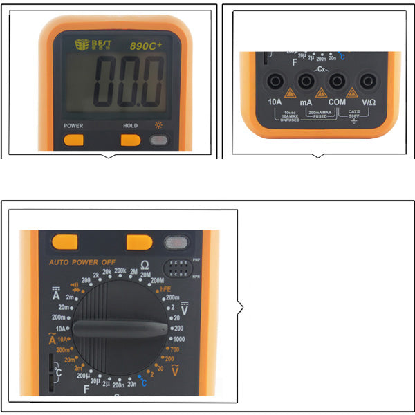Best BST-890C+ Portable Handheld Measure Digital Multimeter with LCD Large Screen