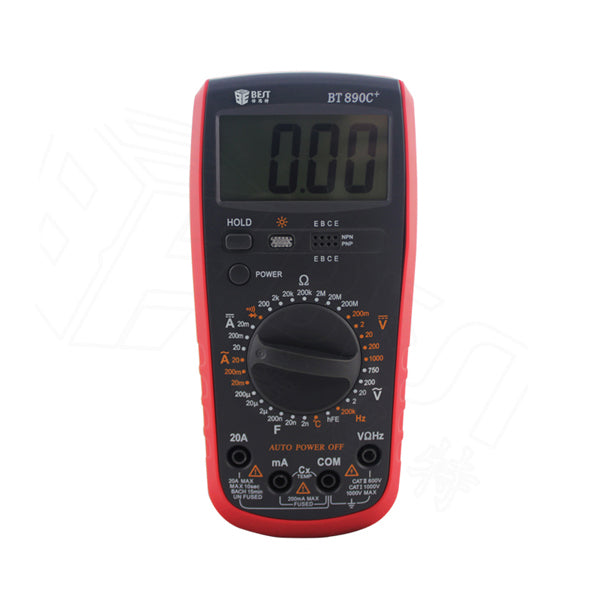 Uniqkart BST-890C+ Modern Digital Multimeter AC/DC Voltage Current Resistance Diode Tester with Large LCD Screen