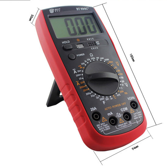 Uniqkart BST-890C+ Modern Digital Multimeter AC/DC Voltage Current Resistance Diode Tester with Large LCD Screen
