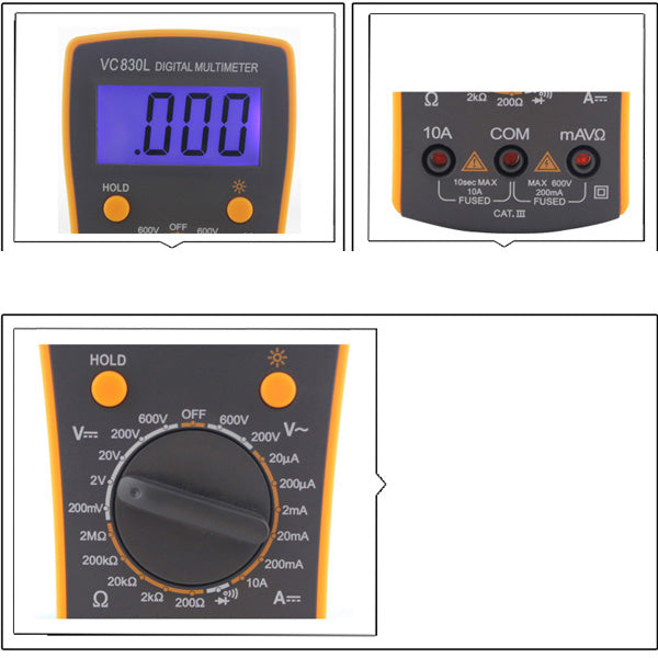 Best BST-VC830L Electric Handheld Tester Digital Multimeter with LCD Display