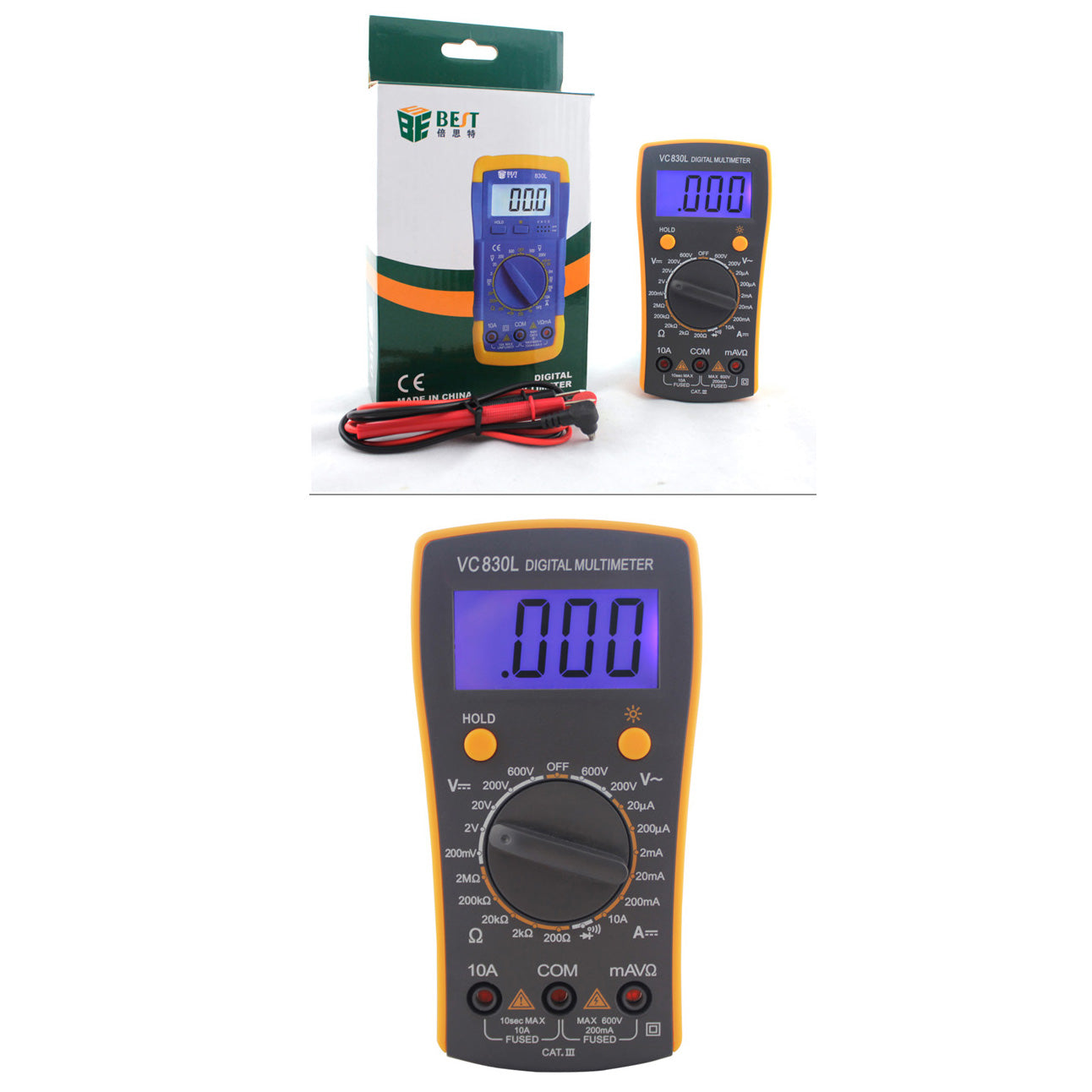 Best BST-VC830L Electric Handheld Tester Digital Multimeter with LCD Display
