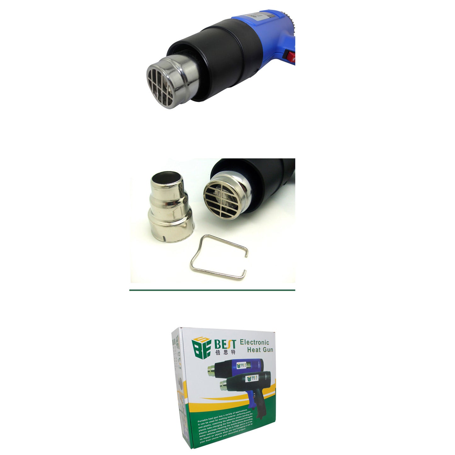 Uniqkart BST-8016 1600W Adjustable Temperature Display Electronic Hot Air Heat Gun for Crafts, Shrink Tubing, Repair - 110V / EU Plug