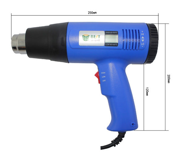 Uniqkart BST-8016 1600W Adjustable Temperature Display Electronic Hot Air Gun for Crafts, Shrink Tubing, Repair - 220V / EU Plug