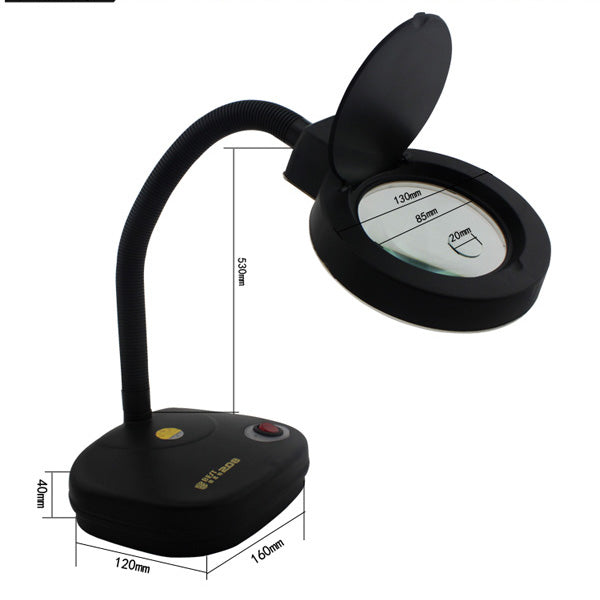 Uniqkart BST-208 Desk Table Lamp Illumination Magnifier Glass with 5X and 10X Zoom - 110V