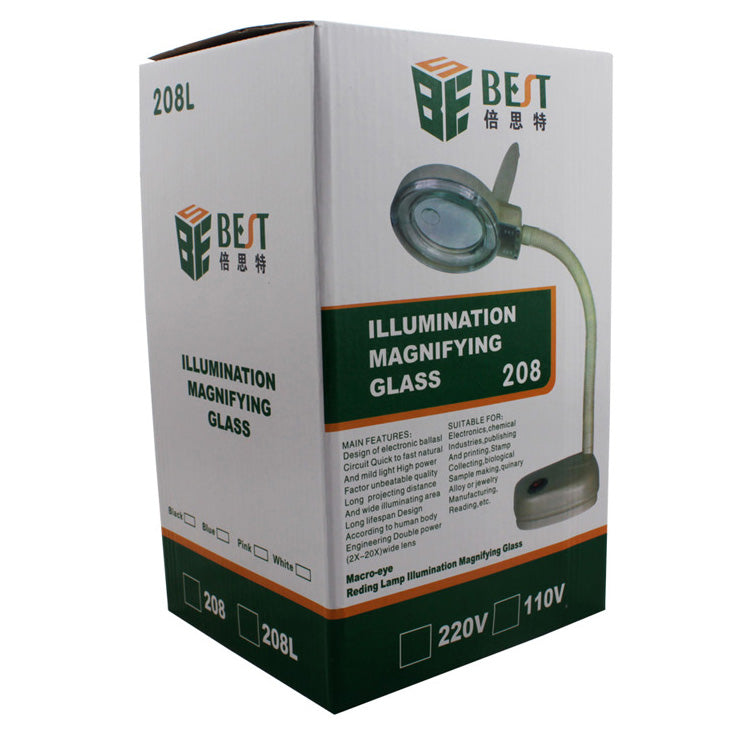 Uniqkart BST-208L Adjustable Brightness 2.7W LED Lamp 2X/10X Magnifying Glass - AC 110V