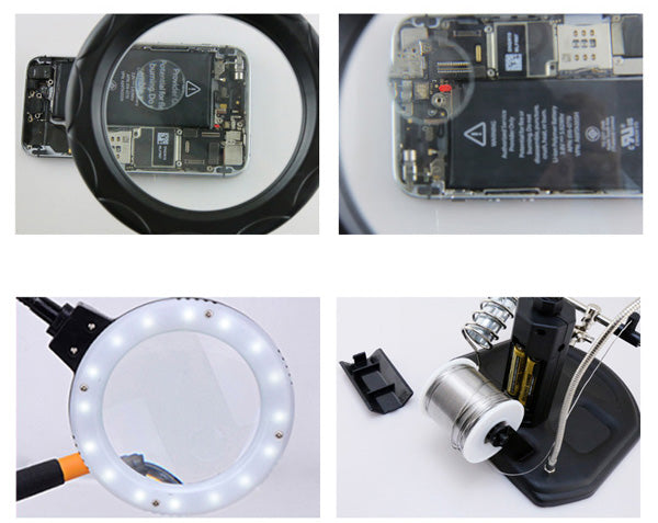 Uniqkart BST-308L LED Lamp 2.5X/4X Magnifying Glass with Clips