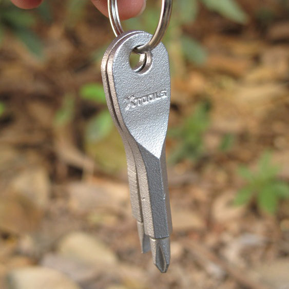 XTOOLS Key Style EDC Stainless Steel Slotted and Phillips 2 Screwdrivers Tool Set with Key Ring