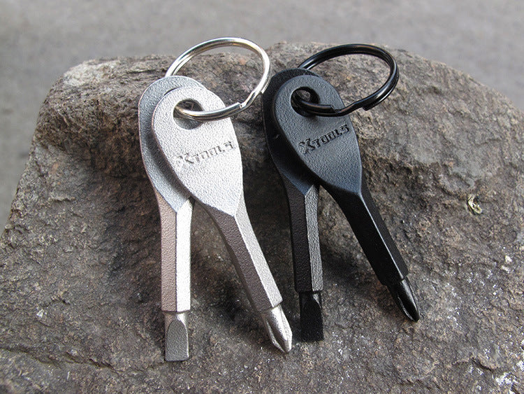 XTOOLS Key Style EDC Stainless Steel Slotted and Phillips 2 Screwdrivers Tool Set with Key Ring