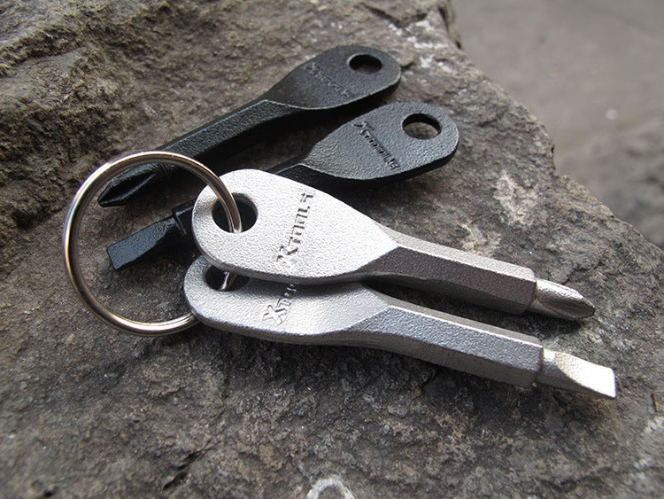 XTOOLS Key Style EDC Stainless Steel Slotted and Phillips 2 Screwdrivers Tool Set with Key Ring