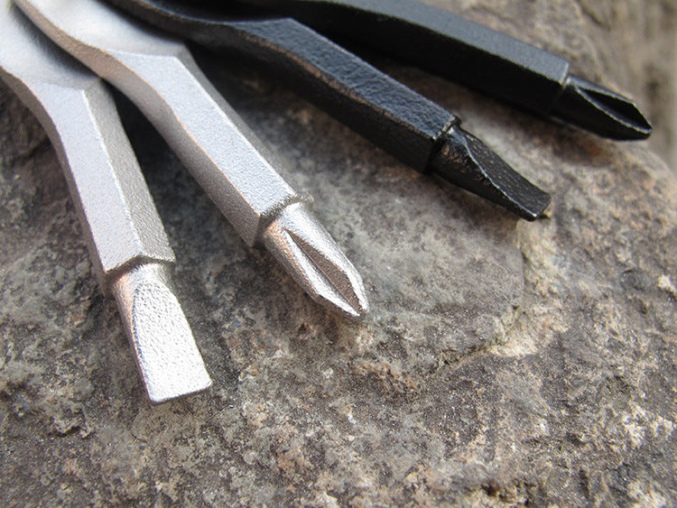 XTOOLS Key Style EDC Stainless Steel Slotted and Phillips 2 Screwdrivers Tool Set with Key Ring