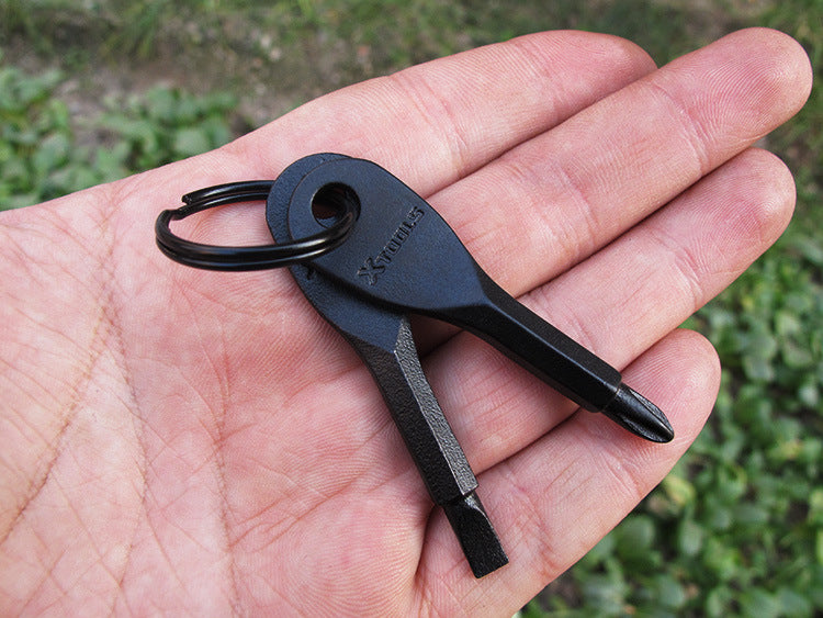 XTOOLS Key Style EDC Stainless Steel Slotted and Phillips 2 Screwdrivers Tool Set with Key Ring