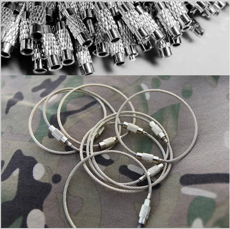 10Pcs/Set AOTU Stainless Steel EDC Keychain Split Cable Key Ring Cable Loops