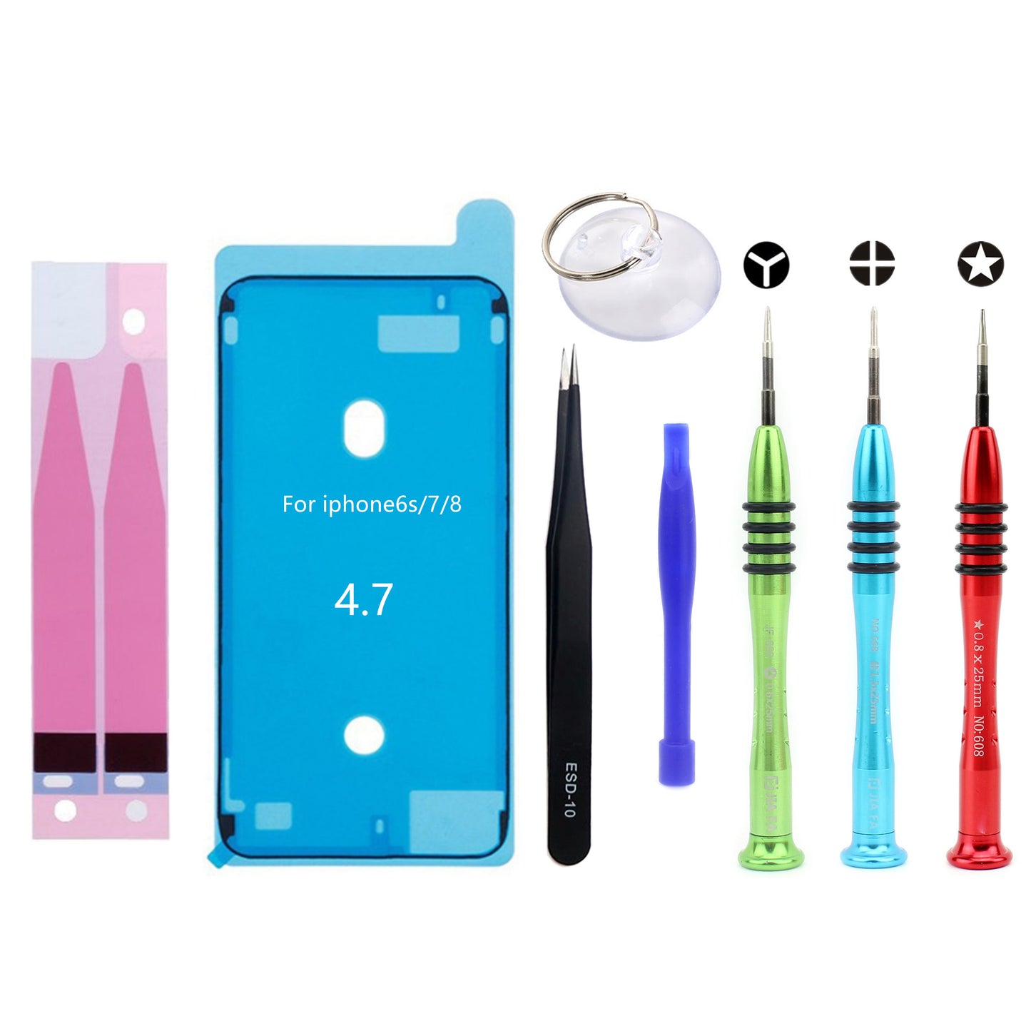 JF-8164 8-in-1 Battery Adhesive Sticker + Waterproof Adhesive Sticker Screwdriver Repair Tool Kit for iPhone 8 4.7 Battery
