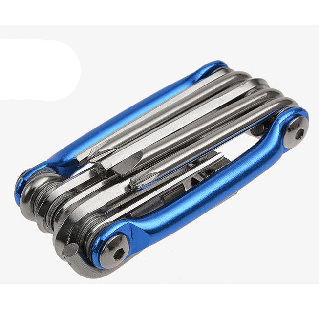 Aotu Portable Folding 11-in-1 Multi-functional Bicycle Repair Tool - Blue