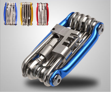 Aotu Portable Folding 11-in-1 Multi-functional Bicycle Repair Tool - Blue