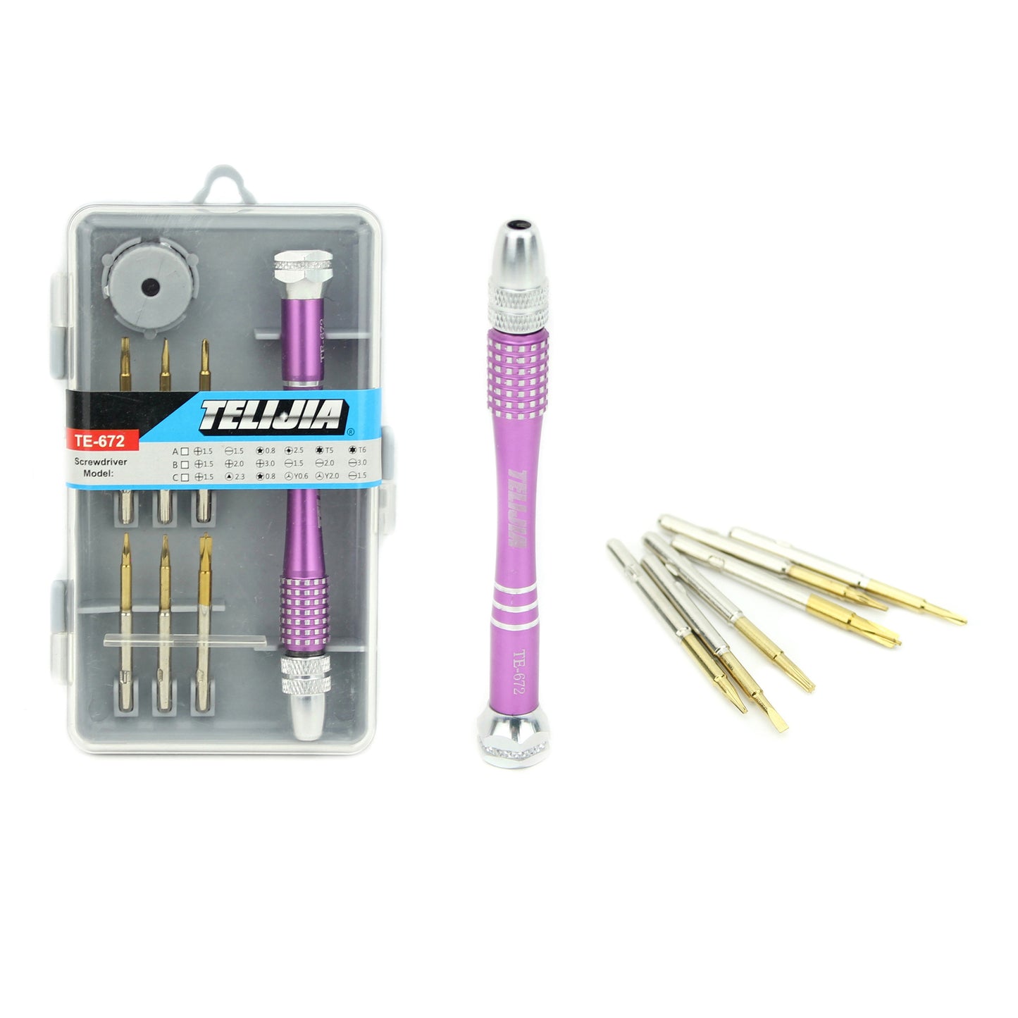 TE-672 8-in-1 Precision Handle Screwdrivers Repair Tools Set
