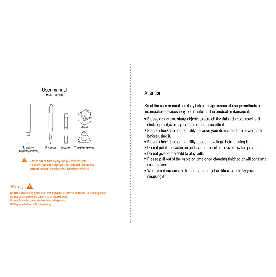 Uniqkart 6-in-1 Battery Adhesive Sticker Screwdriver Repair Tool Set for iPhone 6s Plus / 6 Plus