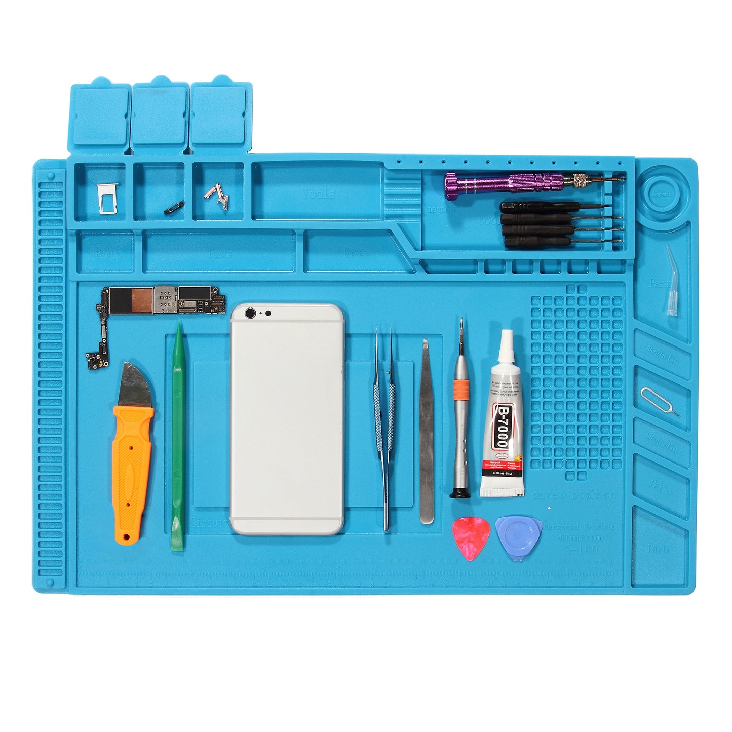 IPARTSEXPERT Heat Insulation Magnetic Screw Keeper Silicone Mat Cell Phone Maintenance Platform Pad