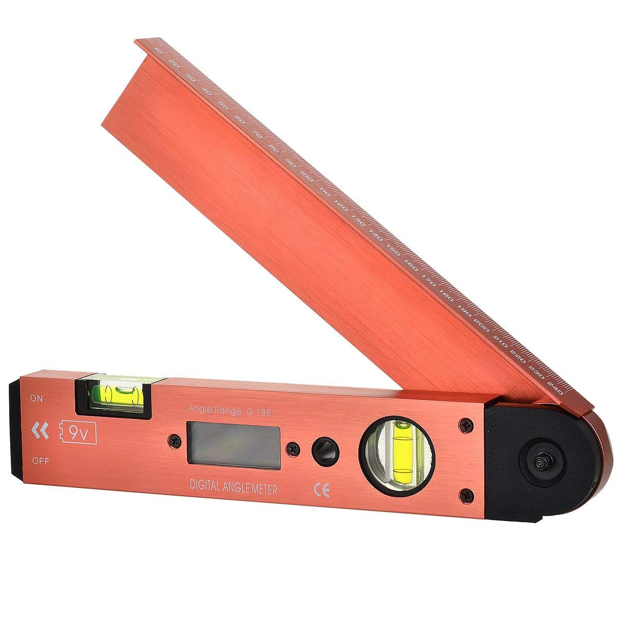 Portable Digital LCD Display Angle Meter with Spirit Level (0 to 185 Degree)