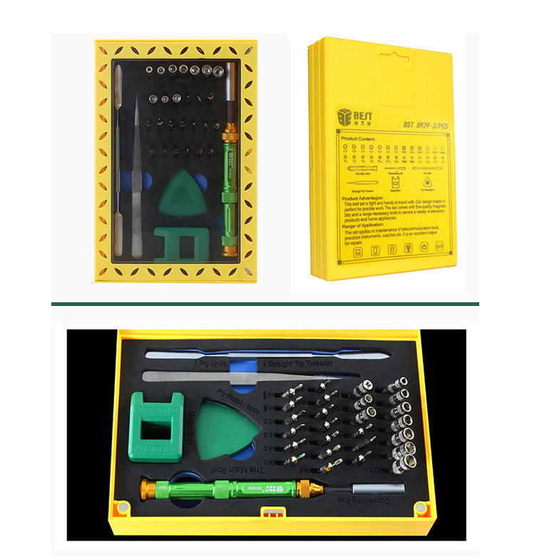 Uniqkart BST-8929 Multi-function Screwdriver Set High Precision Screwdriver Kit with Tweezers Magnetizer Spudger