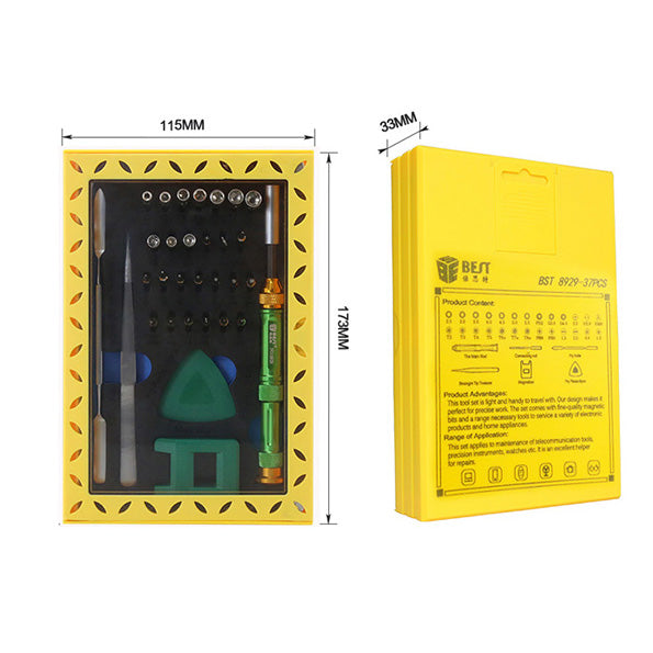 Uniqkart BST-8929 Multi-function Screwdriver Set High Precision Screwdriver Kit with Tweezers Magnetizer Spudger