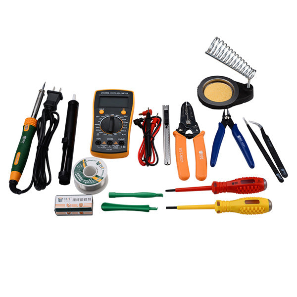 Uniqkart BST-113 16Pcs Household Multi-functional Tools Kit Repair Solder Multimeter