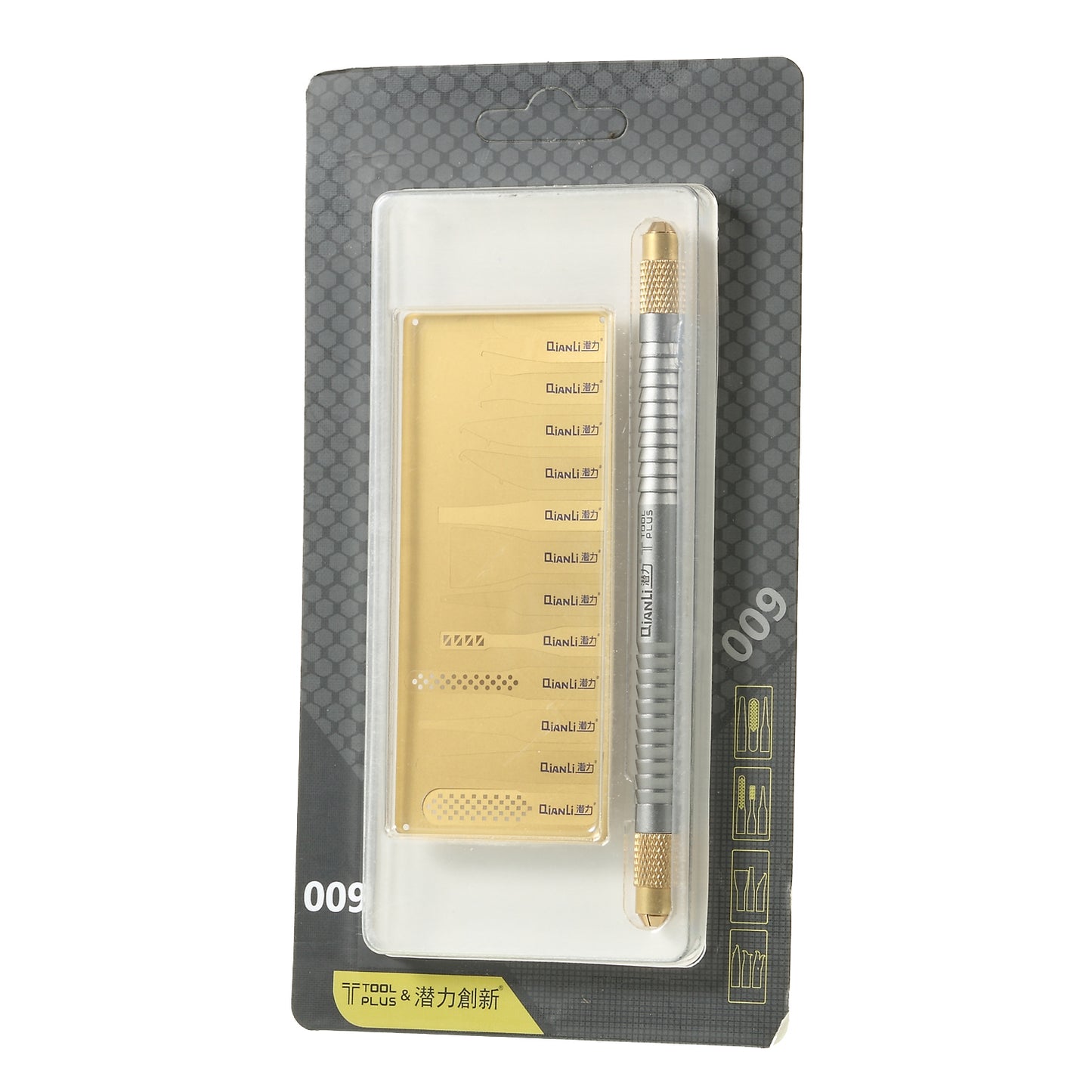 QIANLI 009 Multifunctional Dual-end Metal Bar + 12 Ultra Slim Pry Heads