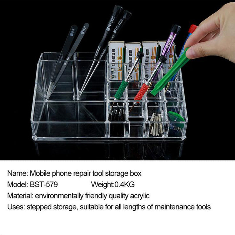 Best BST-579 Muliti-slot Acrylic Storage Box Holder for Repair Tools