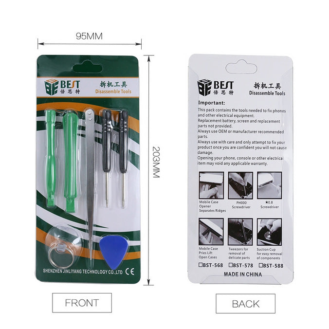 Uniqkart BST-588 7 in 1 Mobile Phone Repair Tools Kit Spudger Pry Opening Tool Screwdriver Set