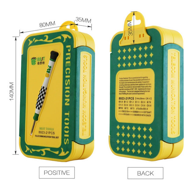 Uniqkart BST-8923 21Pcs Cell Phone Repair Kit Screwdriver Opening Pry Tool Set