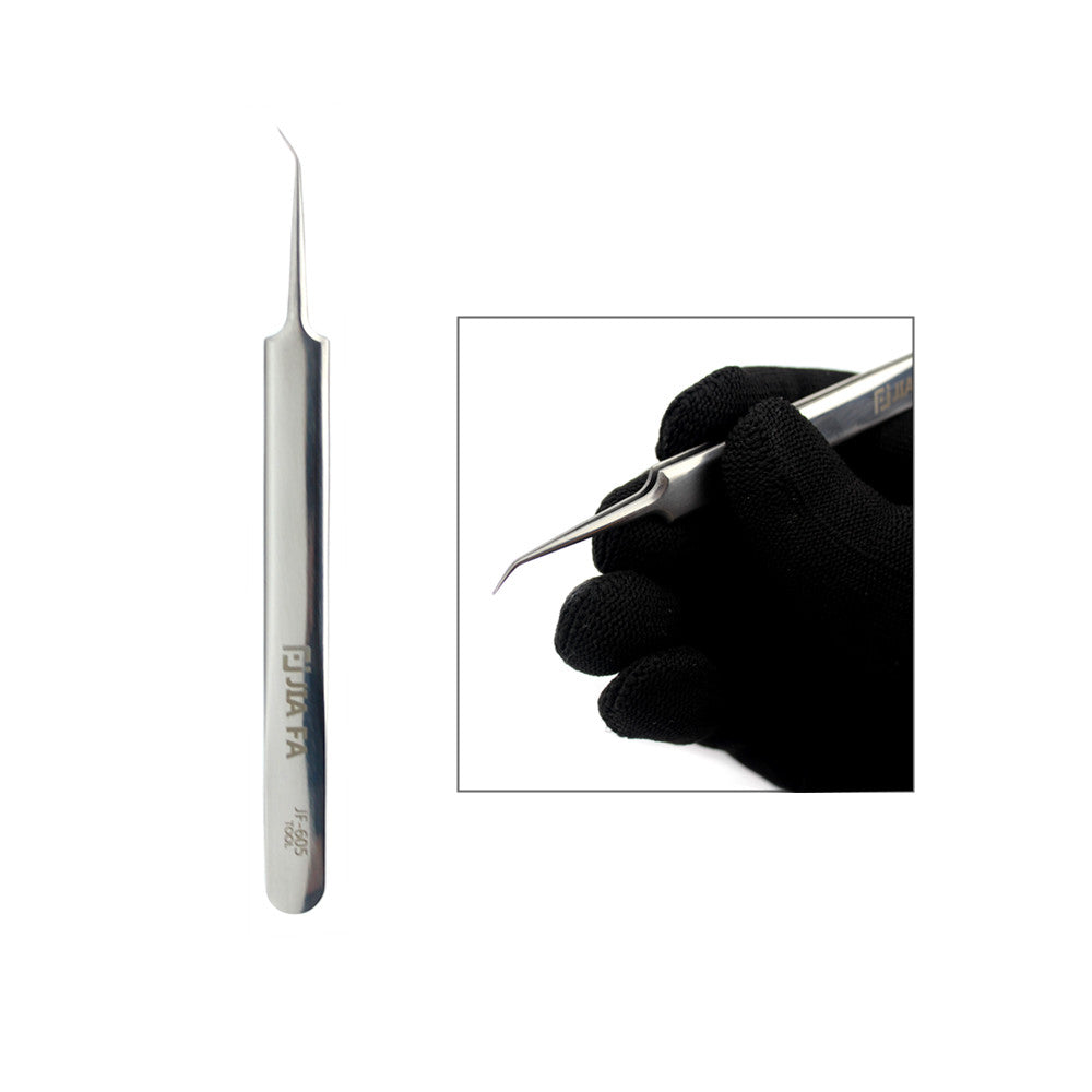 JF-605 Multi-purpose Curved Tip Stainless Steel Tweezer