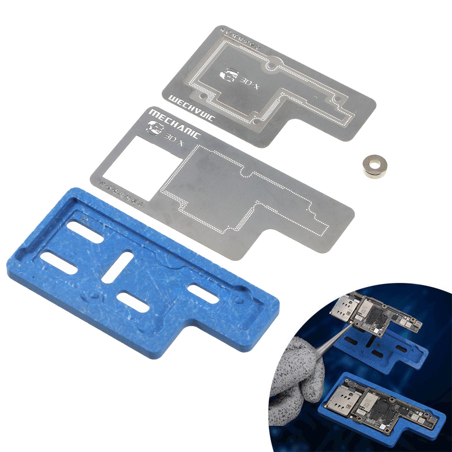 Mechanic 3D Groove BGA Reballing Stencil Postitioning Slot Plate Tin Fixture for iPhone X