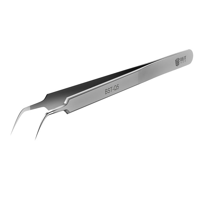Uniqkart BST-Q5 202 Stainless Steel Precision Tweezers Jumper Wire Tweezers - Curved Tip