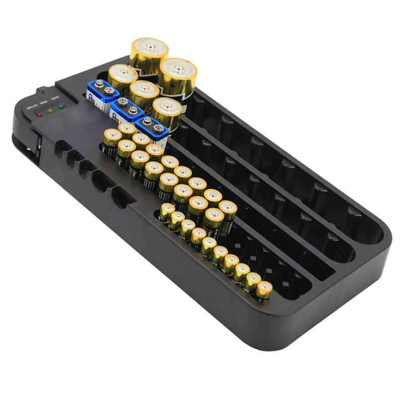 72 Various Sizes Holes Battery Organizer Storage Case with Removable Battery Tester