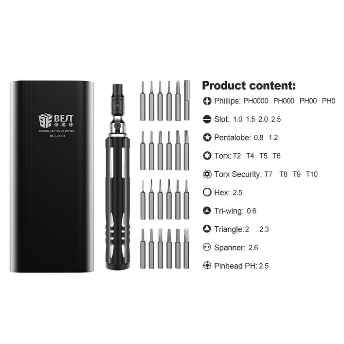 BST-8931 25-in-1 Extension Rod Handle Screwdriver Repair Tools Set