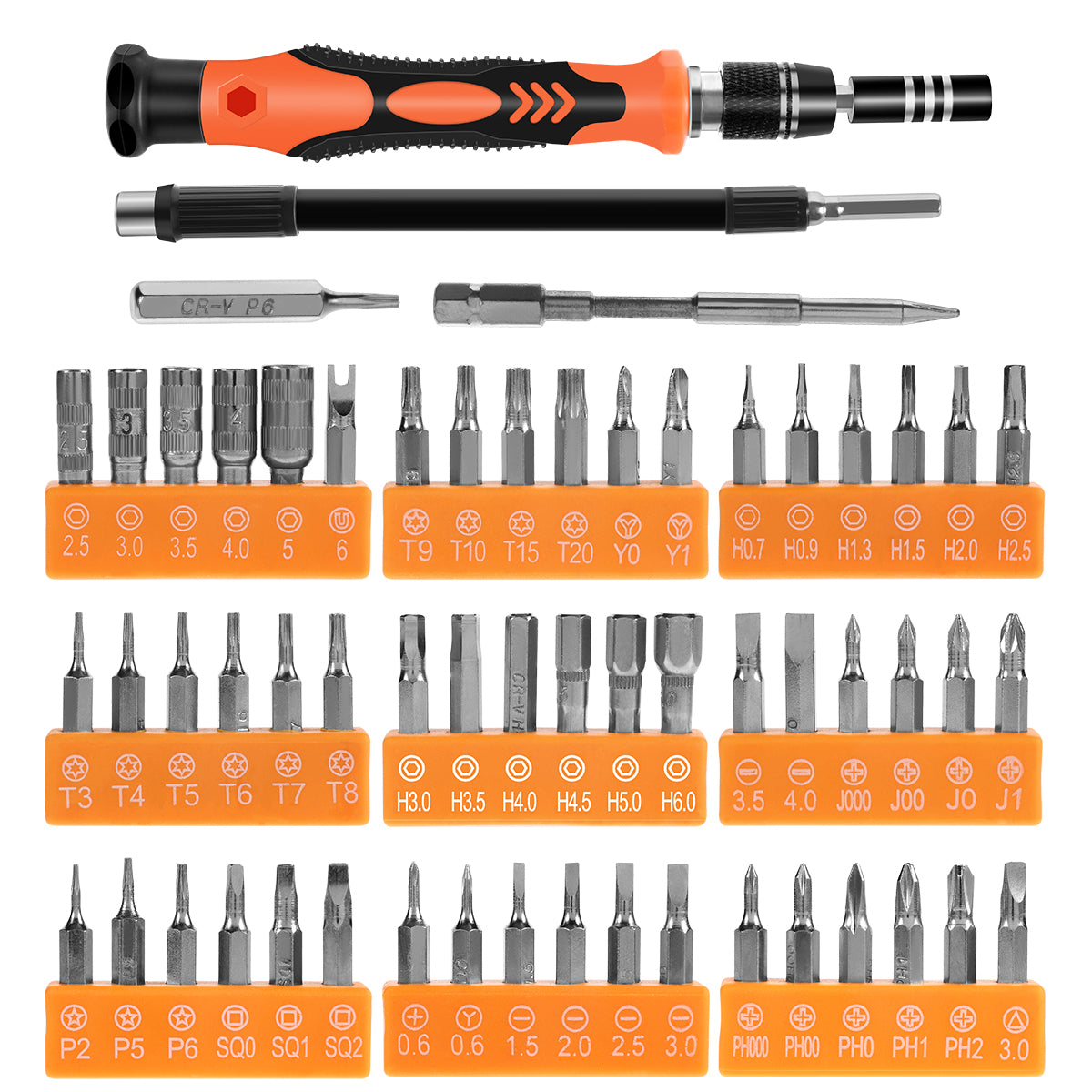 61-in-1 Precision Screwdriver Repair Tool Set for Phone Tablet etc - Orange