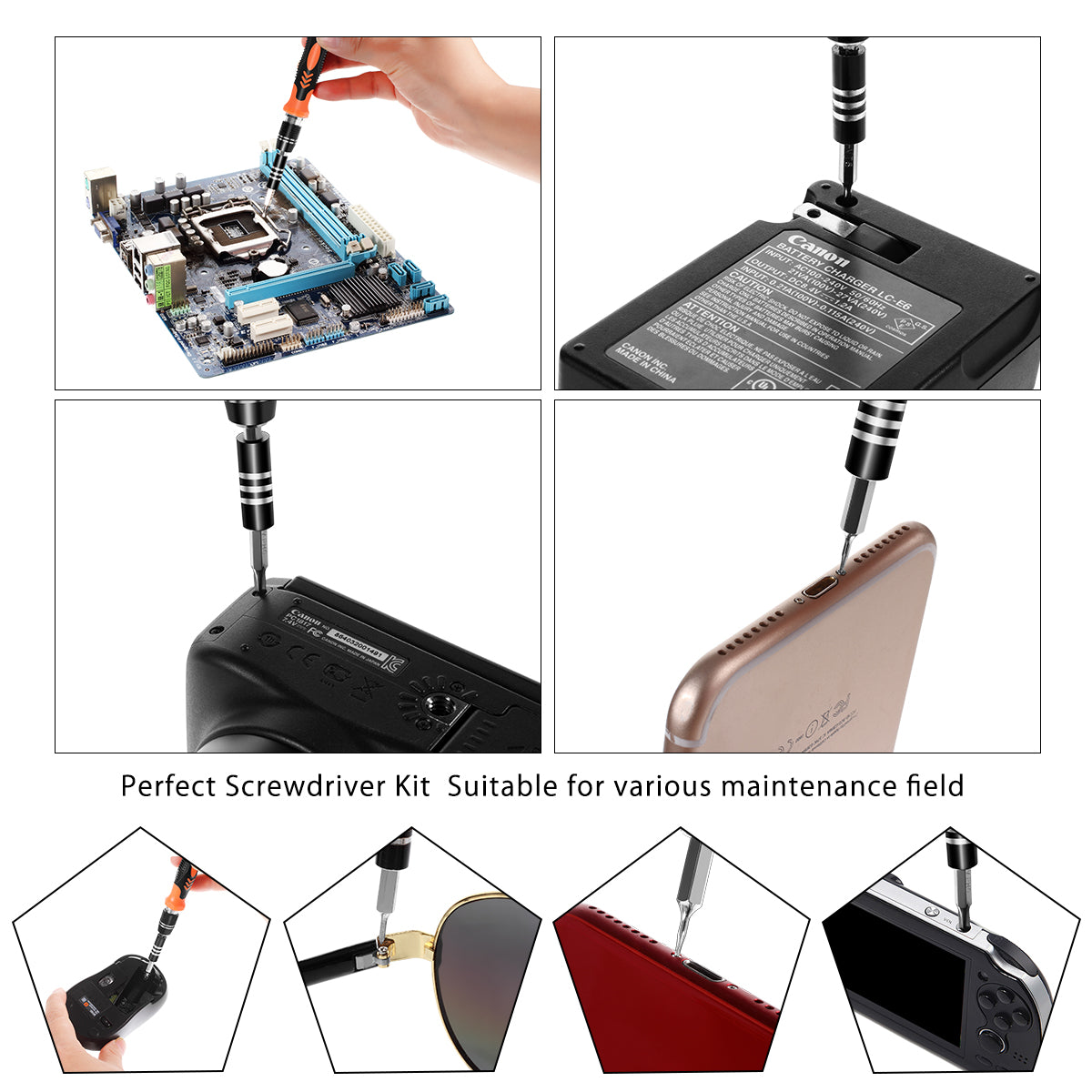 61-in-1 Precision Screwdriver Repair Tool Set for Phone Tablet etc - Orange